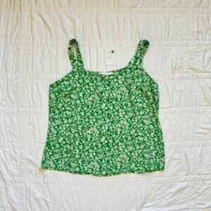 Lush women’s XL Green boxy flowy floral tank top camisole cottagecore boho chic